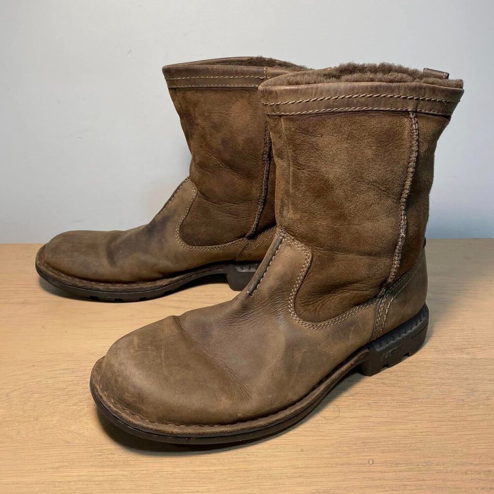 UGG Brown Leather Winter Boots Mens 10